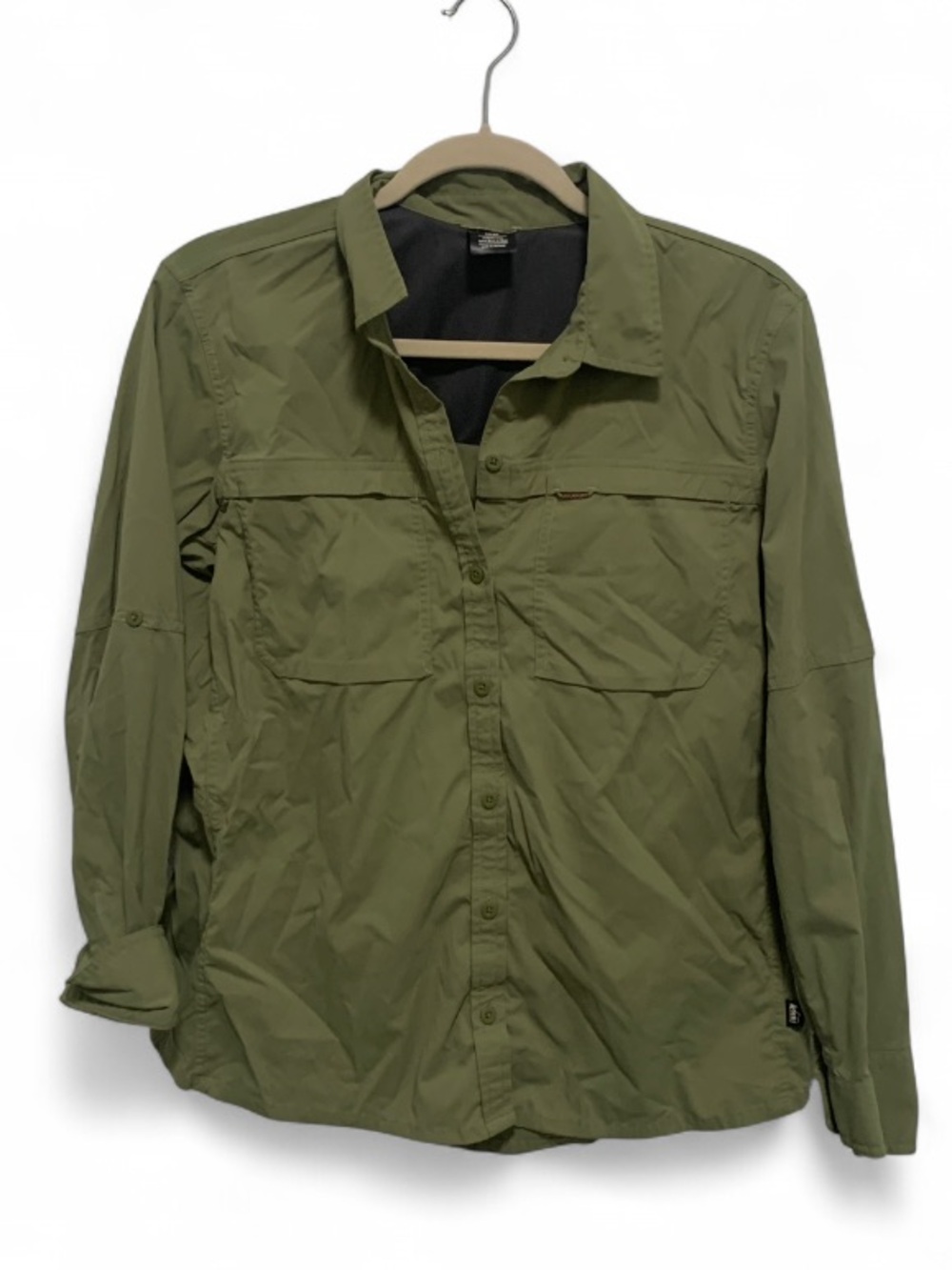REI Sahara Green Long Sleeve Button Down Outdoor Shirt